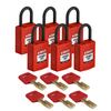 Cadenas SafeKey – Compact, Rouge, KD - Clé différente, Plastique, 25.40 mm, 6 Pièce / Boîte